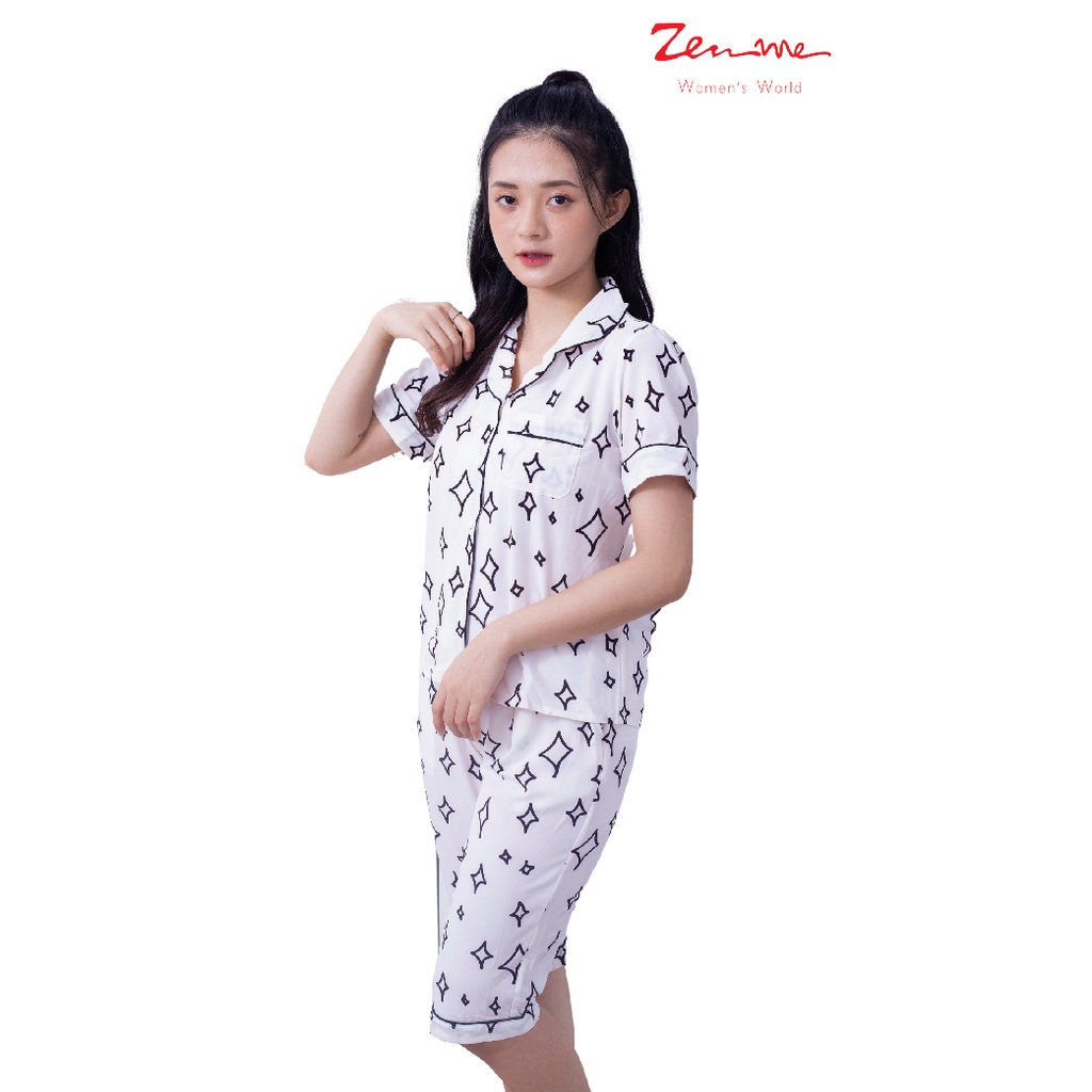 Đồ Bộ Nữ Mặc Nhà Pijama Cộc Lửng Chất Liệu Lụa Giấy Luxury Thoáng Mát PJL0721, Zen Me Women's World