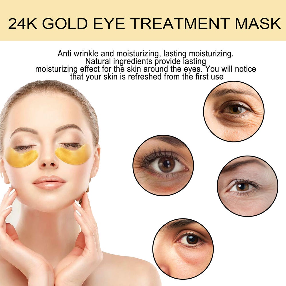 Set 60 Miếng Mặt Nạ Mắt Vàng 24k Bổ Sung Collagen Chống Lão Hóa Loại Bỏ Quầng Thâm Và Bọng Mắt