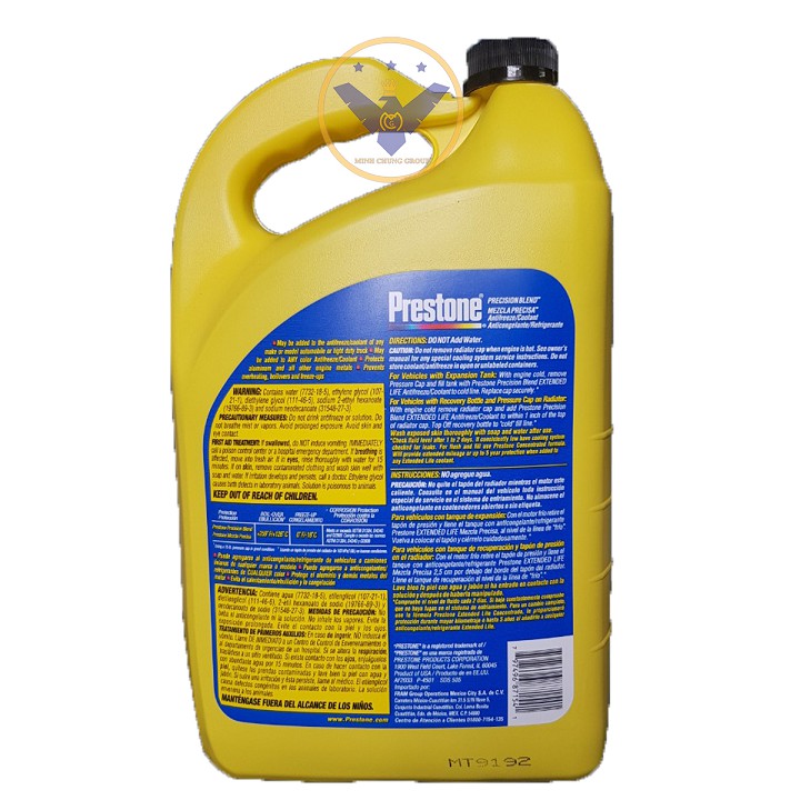 Nước làm mát động cơ xe ô tô màu xanh PRESTONE - USA can 3.78L+ Súc két nước 200ml