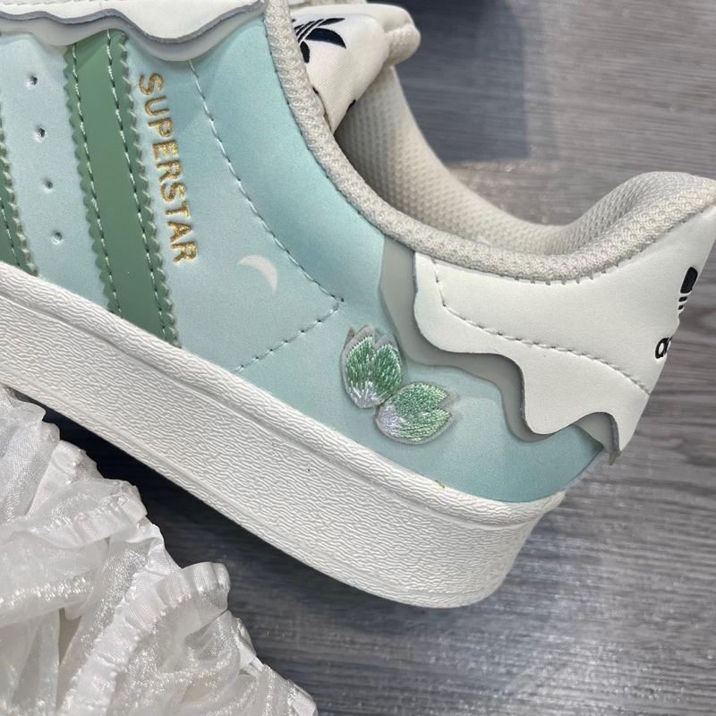 | CÓ SẴN - ẢNH THẬT | Giày thể thao adidas superstar sò xanh bản đẹp mẫu mới 2022 full box - giấy gói