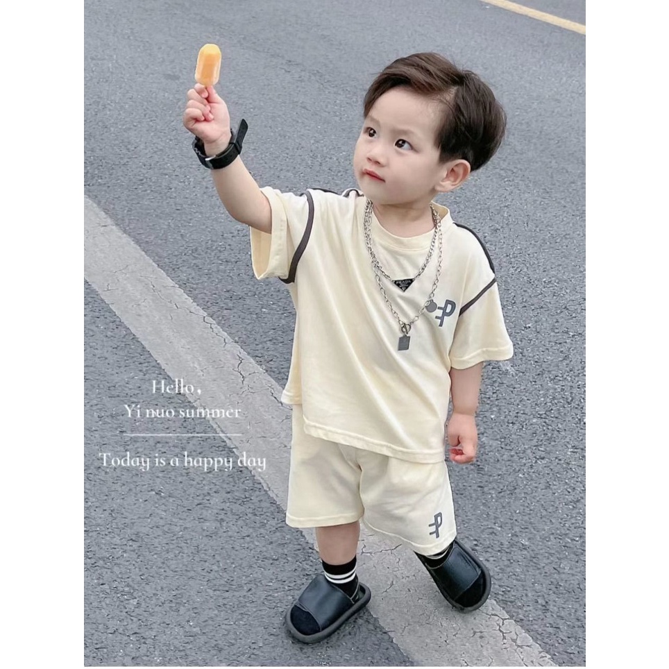 Bộ Đồ Ngắn Tay Thời Trang Mùa Hè Phong Cách Mới Mẻ Dành Cho Bé Trai