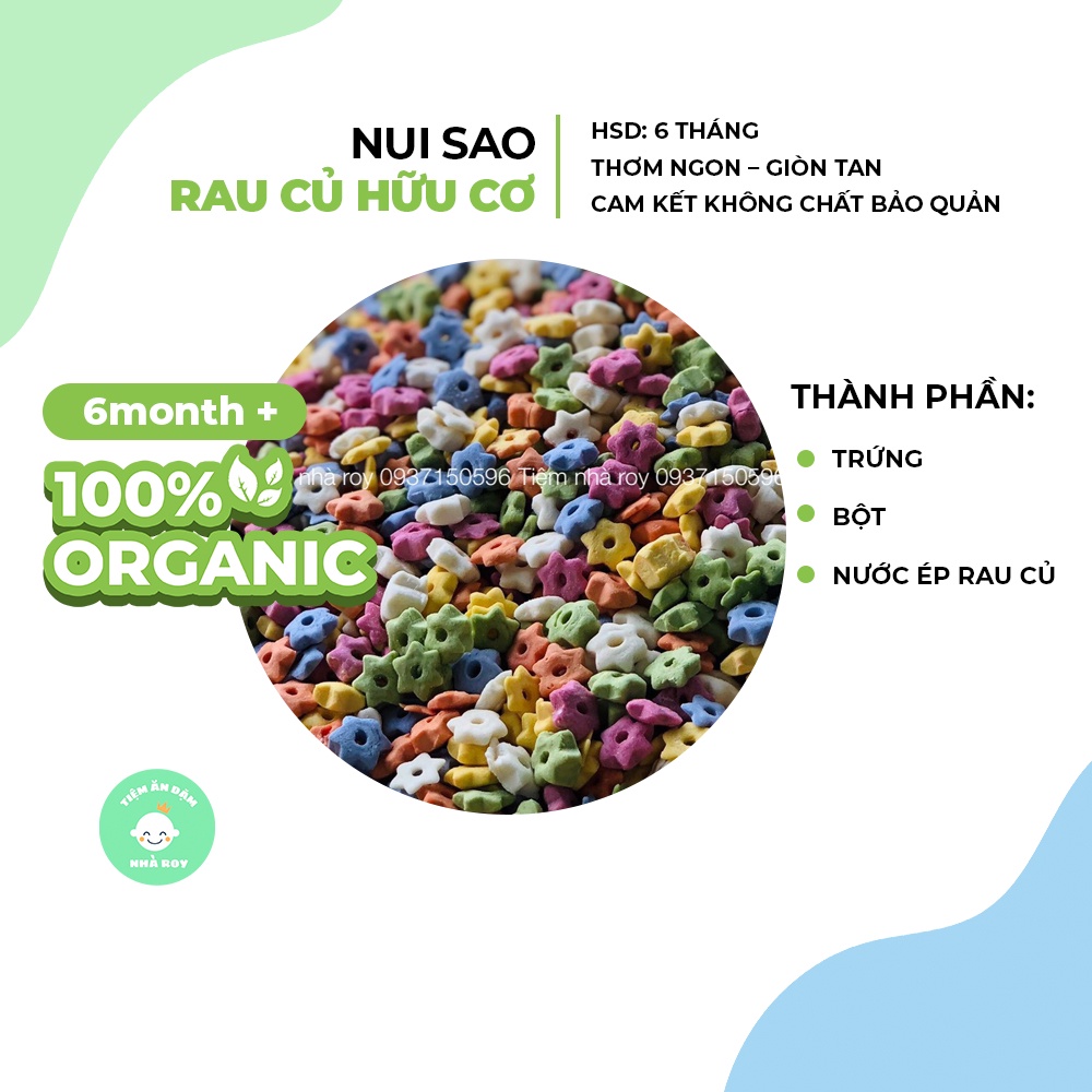 Nui sao Rau củ hữu cơ ngũ sắc cho bé ăn dặm từ 6,7,8 tháng 500g
