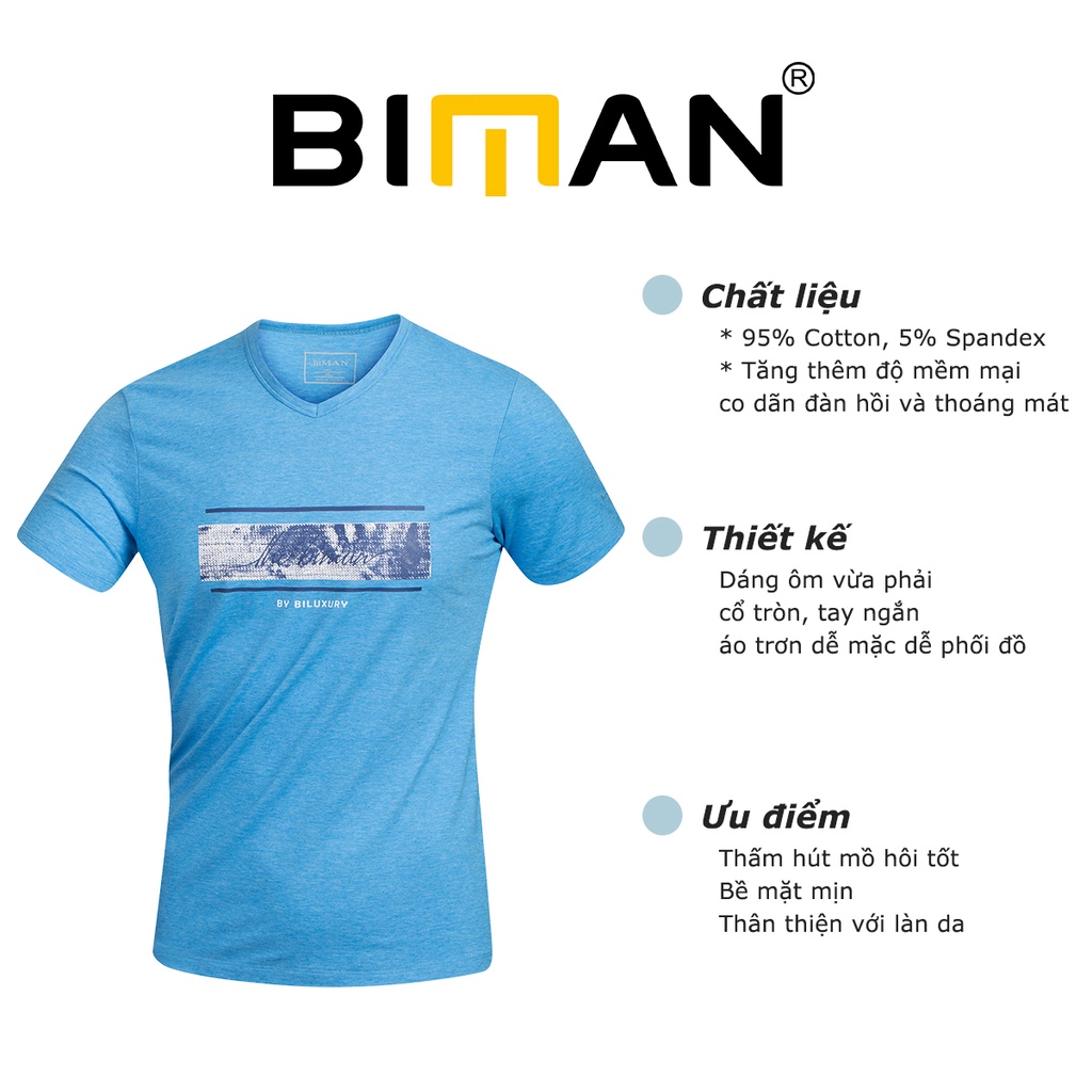 Áo phông nam Biman by Biluxury form chuẩn trẻ trung thun hoạ tiết basic dễ mặc 5APKH001XDU