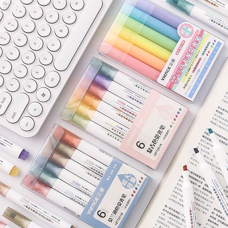 Bút dạ quang highlight pastel nhiều màu dùng để đánh dấu