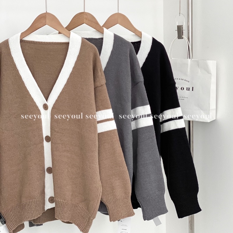 Áo cardigan len pha viền