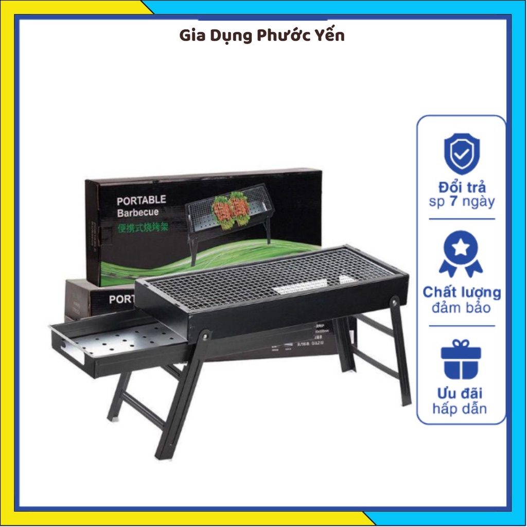 Bếp nướng than hoa - bếp nướng ngoài trời picnic du lịch hình chữ nhật tiện dụng có chân đế xếp gọn