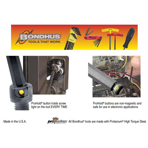 Bondhus-bộ lục giác ProHold chống rớt ốc hệ Inch , 13 cây . sản xuất tại Mỹ