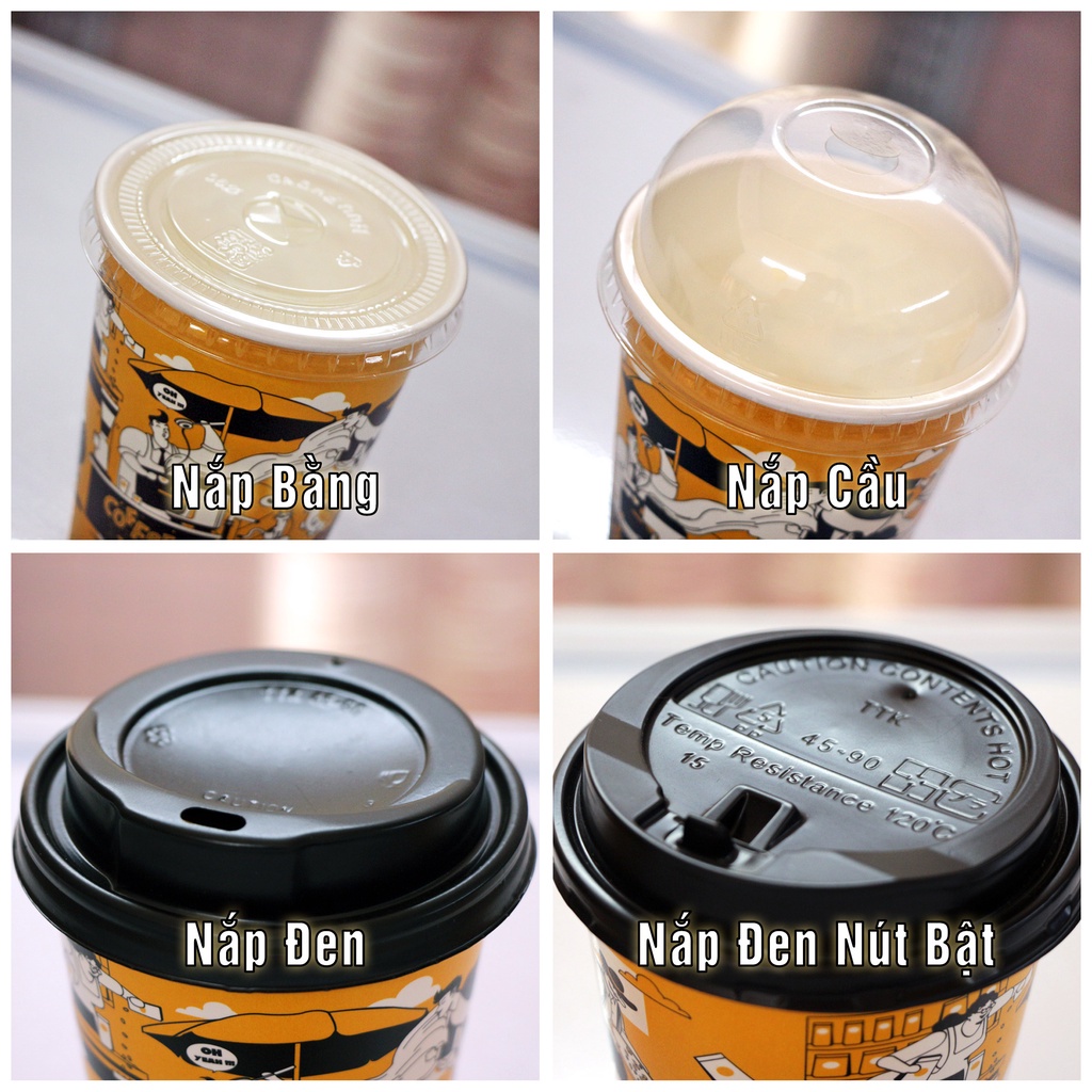Nắp Tim-Nắp Bằng-Nắp Cầu-Nắp Gấu-Nắp Uống Trực Tiếp... Các loại nắp cho ly giấy phi 90