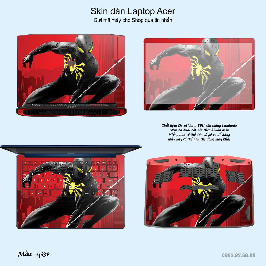 Skin dán Laptop Acer in hình người nhện Spiderman _nhiều mẫu 2 (inbox mã máy cho Shop)