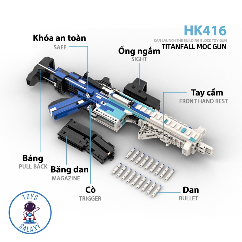 Đồ Chơi Lắp Ráp Mô Hình PUBG M416 / HK416C Black Ice MOC Kevin183 / CSGO Free Fire Lửa Chùa CoD