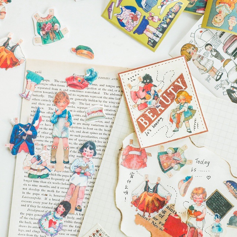 Set 2tấm hình dán dài bé gái xinh