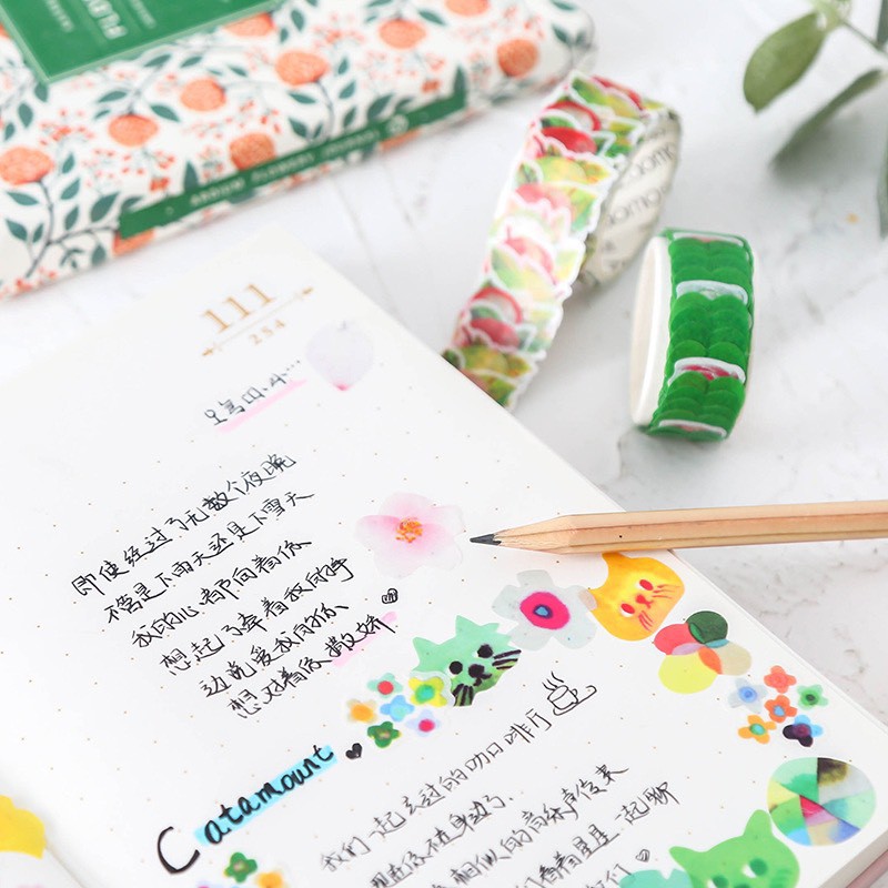 Cuộn 200 sticker washi hình hoa anh đào trang trí ST185