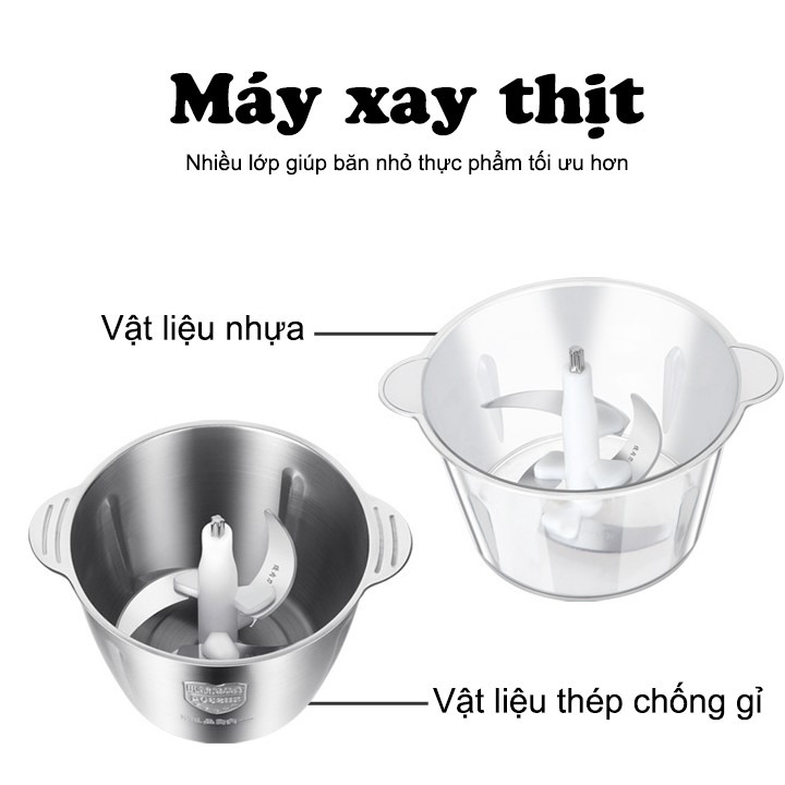 Máy xay đa năng, Máy Xay Thịt Cối Inox 300W Dung Tích 2L- 3L Công Suất Lớn, Xay Nhuyễn [SALE LỚN]