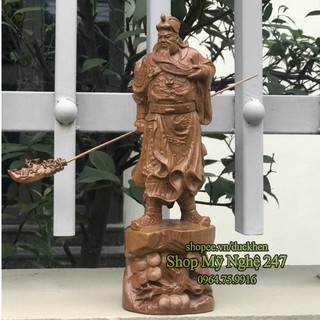 Tượng Quan Công Cầm Đao Mini Gỗ Bách Nguyên Khối 💓 Tượng Quan Vũ hay Quan Vân Trường