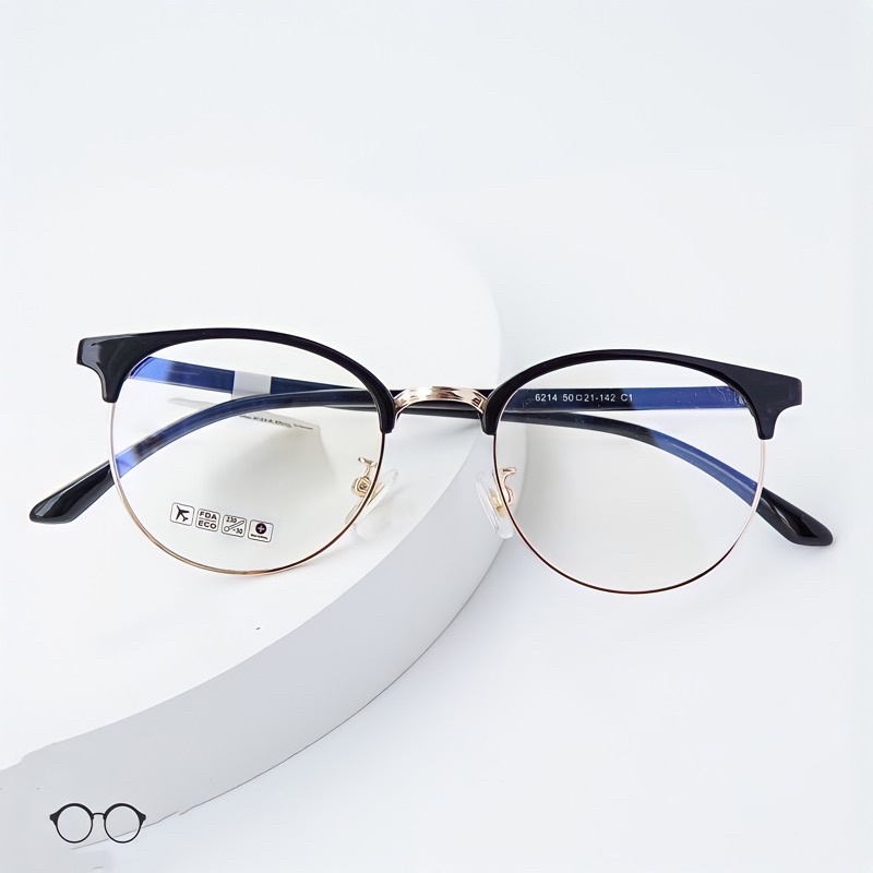 Gọng kính nam nữ Jolie Eyewear kim loại càng nhựa, mắt tròn, nhiều màu - 6214 chống ánh sáng xanh, UV400