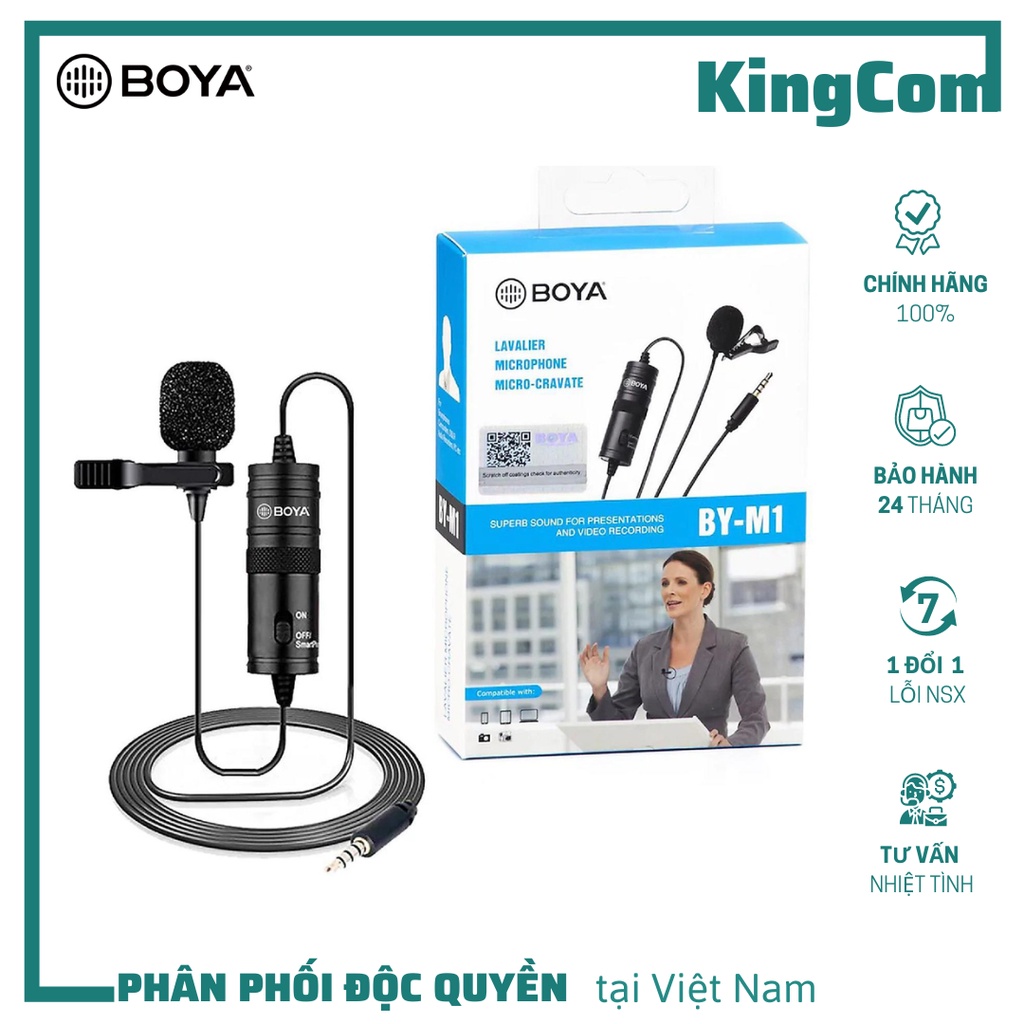 BOYA BY-M1 - Micro Thu Âm Cài Áo Cổng 3.5mm TRRS Cho Điện Thoại & Máy Ảnh - Hàng Chính Hãng/Bảo Hành 2 Năm