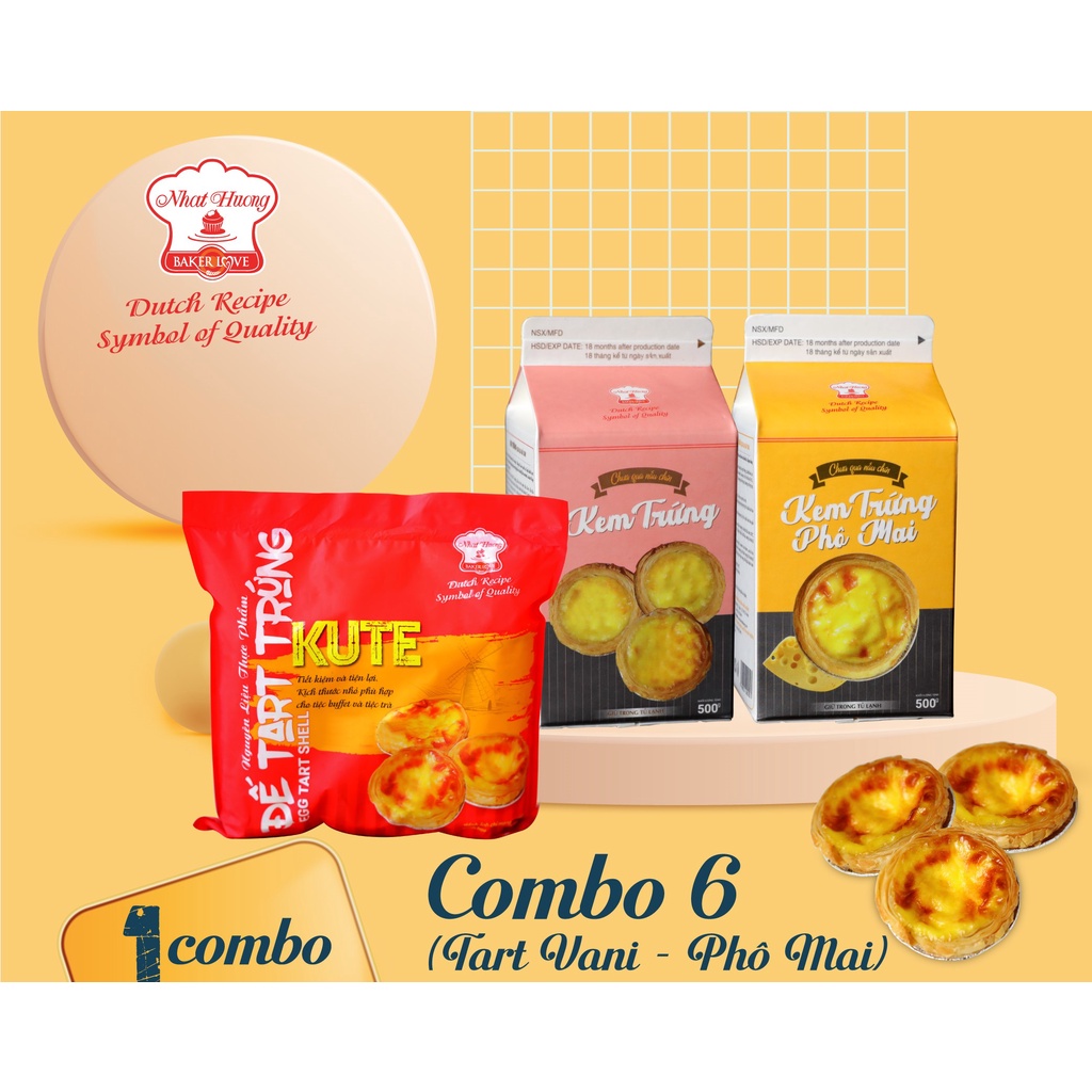 Combo Tart Trứng Kute Và Kem Trứng Vani – Phô Mai (Combo 6)