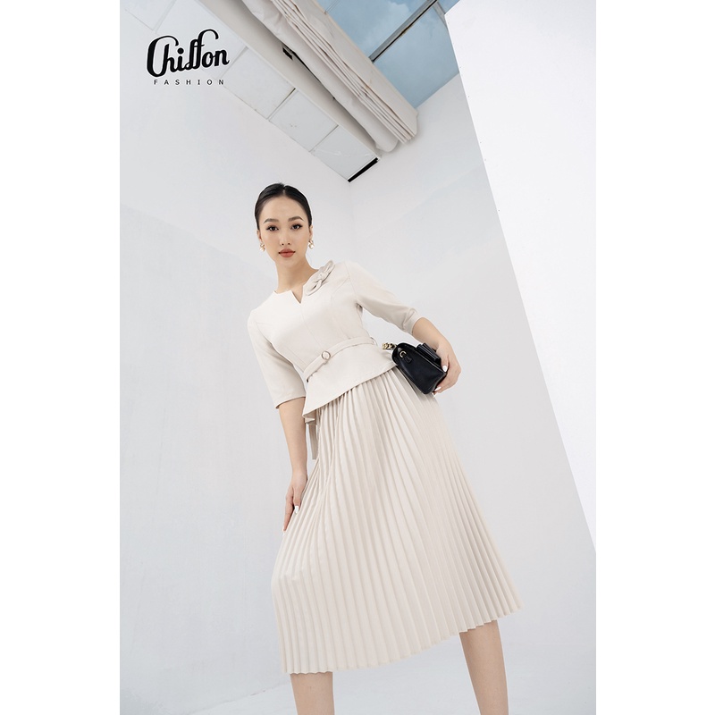 Chân váy dập ly xếp ly cao cấp dáng dài thiết kế by Chiffon | BigBuy360 - bigbuy360.vn