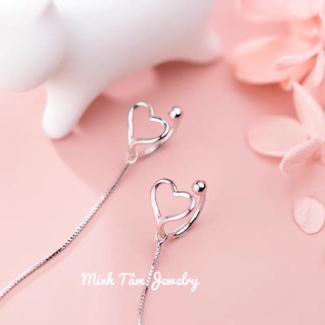 Khuyên tai kẹp vành trái tim bạc S925 cao cấp-Minh Tâm Jewelry