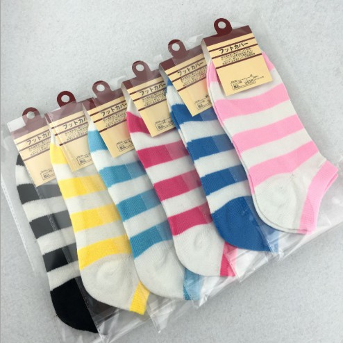 Combo 10 Tất Nữ Cotton  - Vớ Sọc Màu Giá Rẻ ( Nhiều Màu Như Hình )