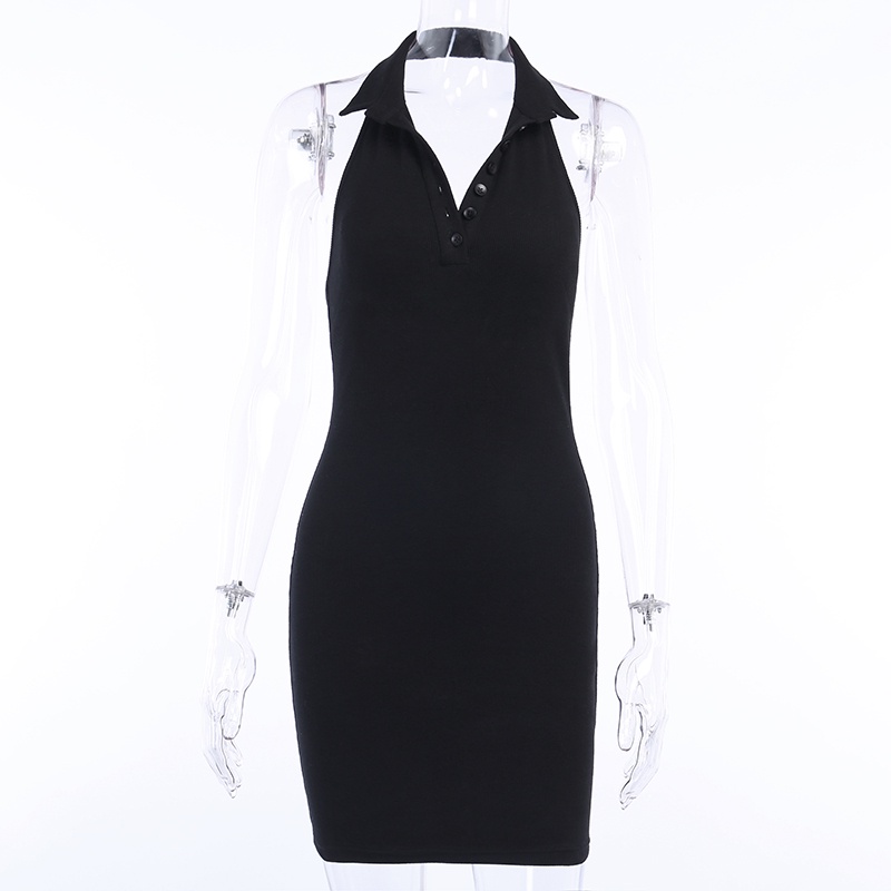 Váy body polo🌼NANO Studio🌼 Đầm sát nách quyến rũ cúc cổ V cá tính sang chảnh hở lưng gọi cảm | BigBuy360 - bigbuy360.vn