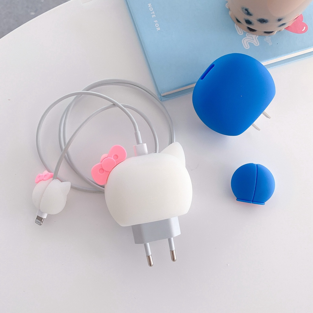 Phụ Kiện Bảo Vệ Dây Cáp Sạc Iphone 18w 20w Hình Doraemon Minions