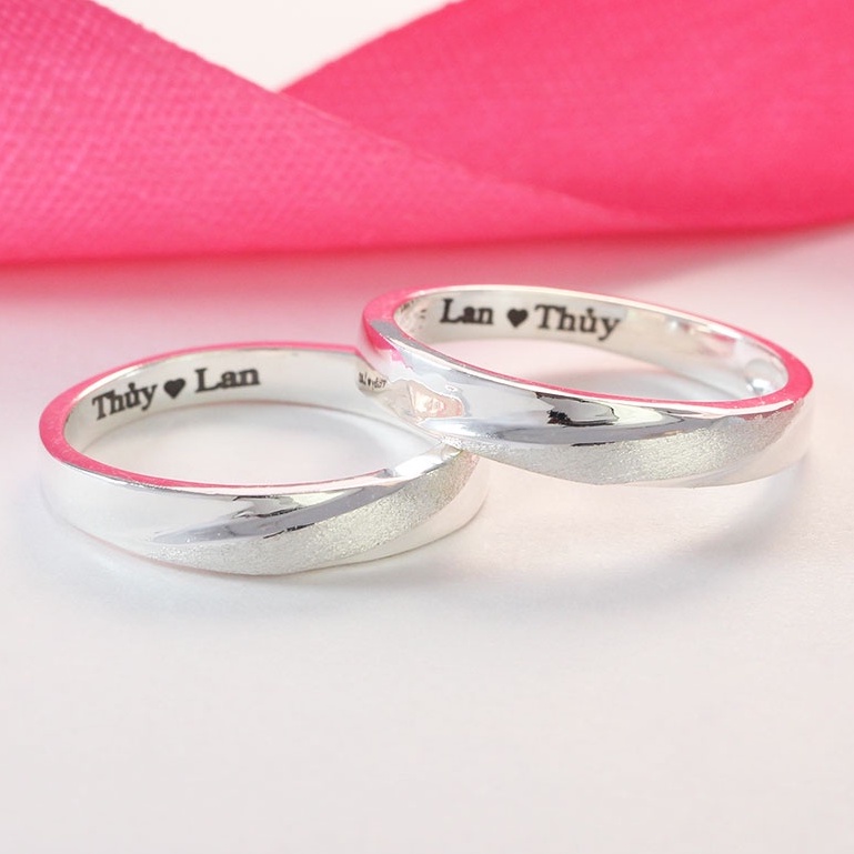 Nhẫn đôi bạc 925 tình yêu khắc tên ND0245 Trang Sức TNJ
