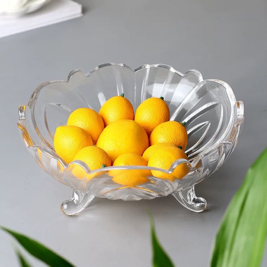 (Freeship)Đĩa Thủy Tinh 3 chân, Đĩa mứt Thủy Tinh khay hoa quả thủy tinh, Đựng thạch trà sữa,trái cây,Đẹp Sang Trọng