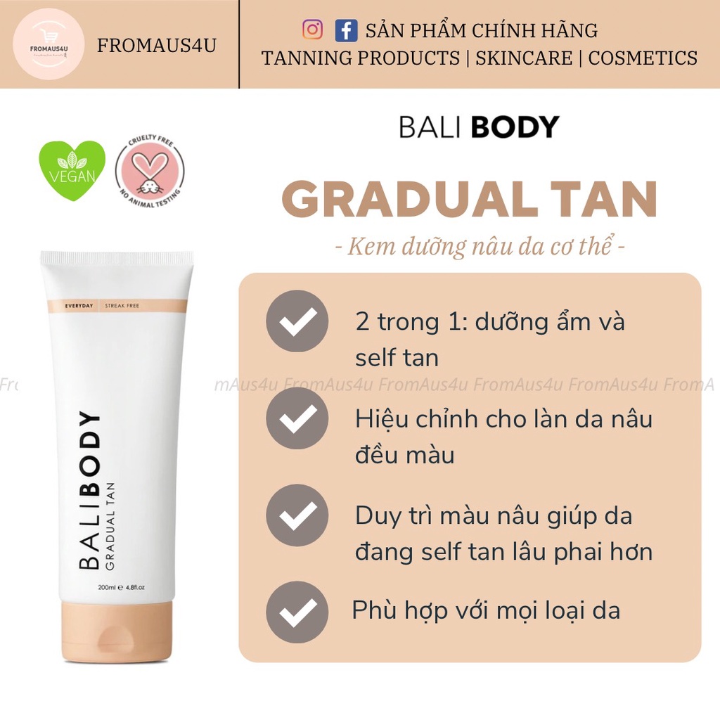 Lotion dưỡng nâu da - Balibody Gradual tan
