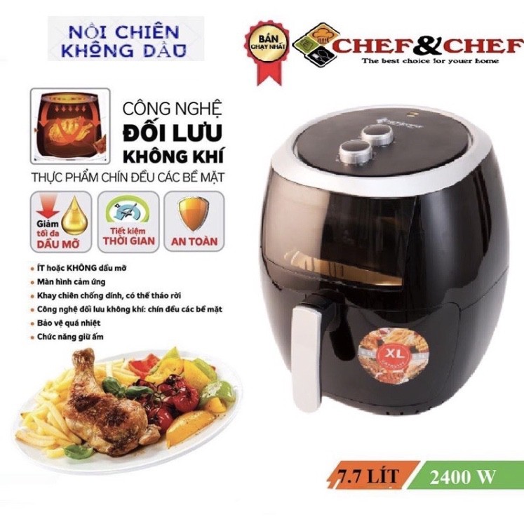 [Bảo hành 12 tháng] NỒI CHIÊN KHÔNG DẦU DUNG TÍCH LỚN CHEF &amp; CHEF YJ-702, 6.5L &amp; 7.7L