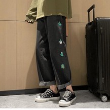 Quần jean ống suông rộng in họa tiết bên hông thời trang Hàn Quốc cho nam và nữ
 | BigBuy360 - bigbuy360.vn