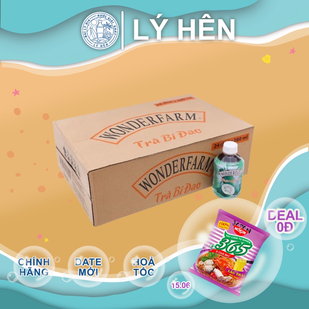 Thùng 24 Chai Trà Sâm Bí Đao Wonderfarm Chai Nhựa PEP Nhỏ 280ml Date Luôn Mới