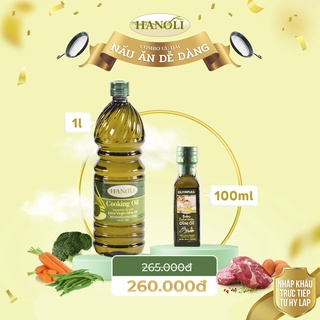 Combo dầu ăn oliu hanoli chai 1l và dầu oliu siêu nguyên chất cho bé olympias chai 100ml