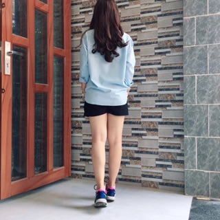 Áo Sơ mi oversize tay dài xanh