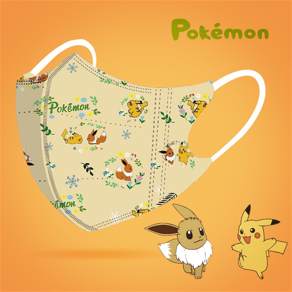 Bộ 10 Khẩu Trang Dùng Một Lần Họa Tiết Pokemon Pikachu Dễ Thương Cho Bé Ốp