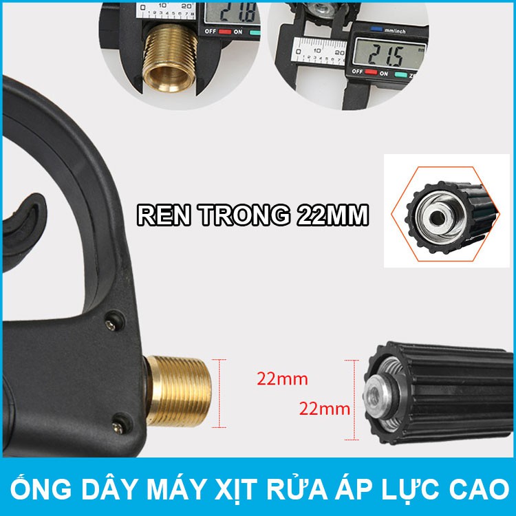 Bộ 10 - 15 - 20 - 30m Dây rửa xe và Súng xịt rửa xe áp lực cao( ren 22mm)