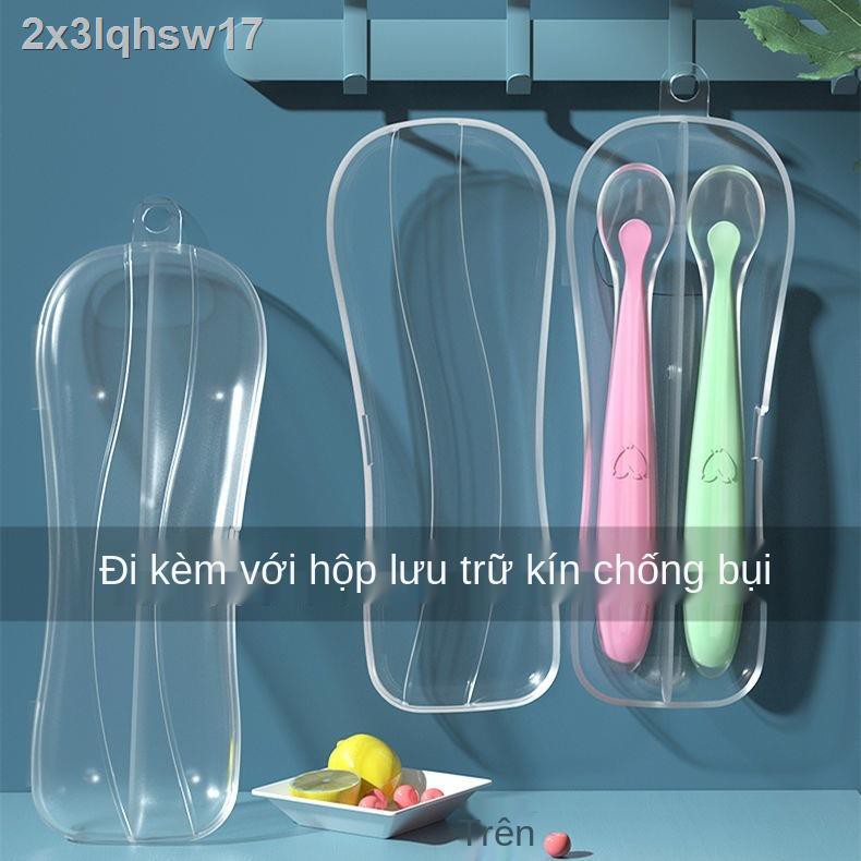 Bé sơ sinh thìa silicone cảm biến nhiệt độ bát ăn dặm trẻ em nước bổ sung mềm bộ đồ