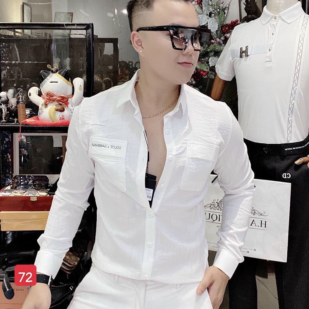 Áo Sơ Mi Nam, Áo Sơ Mi Dài Tay Cao Cấp, Áo Sơ Mi Trắng Có Túi, Vải Đũi Thoáng Mát, Phong Cách Thời Trang Luanstore.