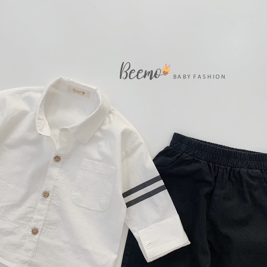 Set bộ trang phục sơ mi trắng Beemo phối tay kèm cà vạt cho bé trai từ 1 đến 6 tuổi Beemo- 22017B