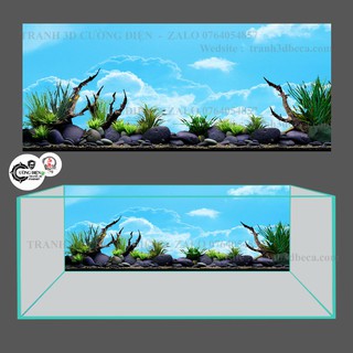 Decal 3d dán hồ cá cảnh 3D Aquarium Fish Tank Wallpaper Background Poster