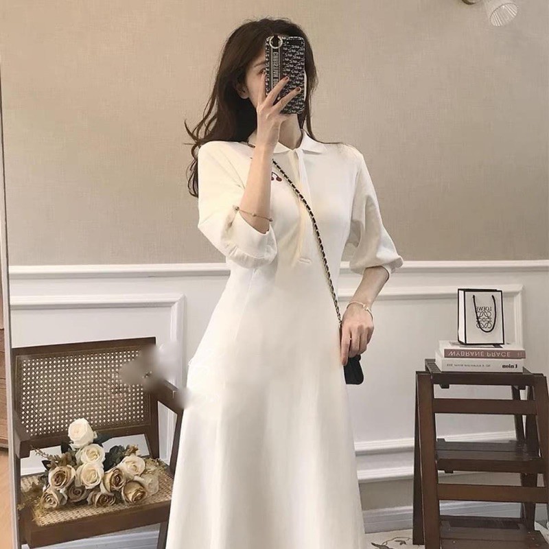 VNU222 - VÁY MAXI POLO TRẮNG CHERRY | BigBuy360 - bigbuy360.vn