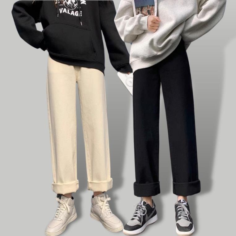 Quần Jean Nữ Mầu Đen-Trắng Ống Rộng, Ulzzang Unisex GE-N01 ảnh thật shop tự chụp MoyuHome 💯