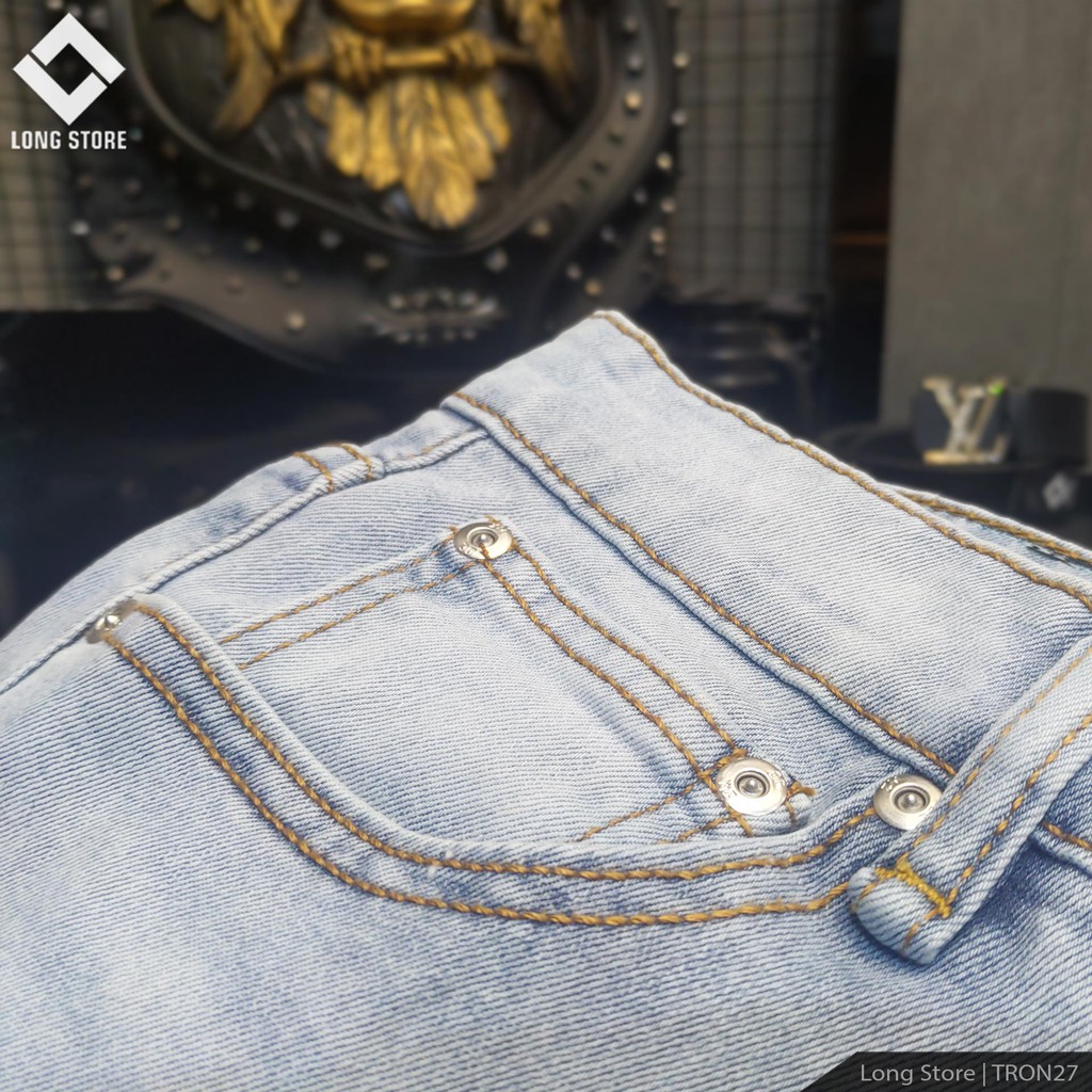 Quần jean nam xanh nhạt đẹp chuẩn Hàn Quốc chất bò co giãn cao cấp ống đứng dáng ôm skinny có big size Tron27 | BigBuy360 - bigbuy360.vn