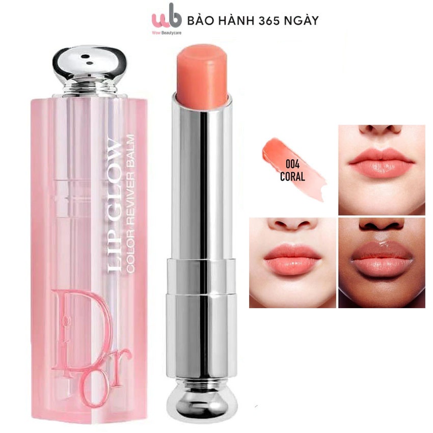 Son Dior 004 Coral (Mẫu Mới 2021) Addict Lip Glow..Công Thức Dưỡng Ẩm Tuyêt Vời Cho Bạn Cảm Giác Thoải Mái,Mềm Mịn