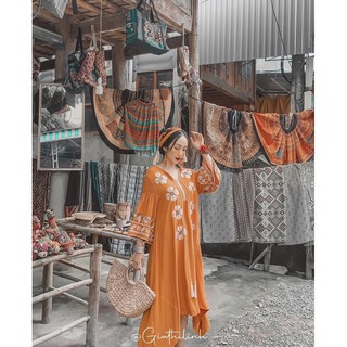 Váy cam boho thổ cẩm (có sẵn)