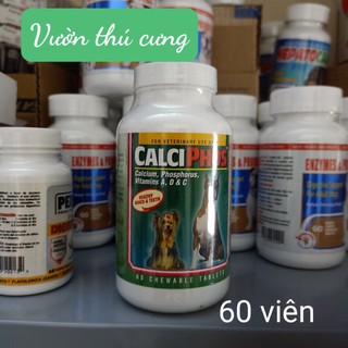 1 Hũ (60 Viên) CALCIPHOS ( Hàng USA ) - Viên Nhai Bổ Sung CANXI & VITAMIN A,D,C Chó Mèo