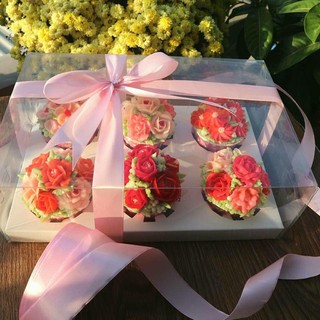 Hộp cupcake mica trong 6 bánh (Không kèm ruy băng)