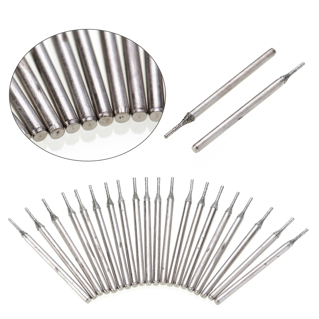 20 Mũi khoan lỗ mạ kim cương dùng cho vật liệu kính / gạch men / đá quý 1mm