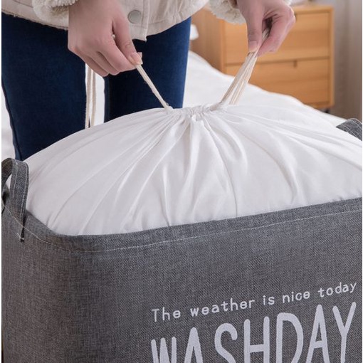 Giỏ đựng quần áo vải bố cỡ lớn, túi đựng chăn màn đa năng washday có thể gấp gọn vintage xinh xắn 88307