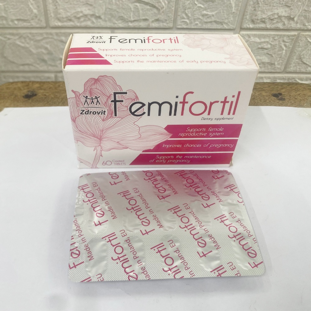 Viên uống Femifortil giúp bổ trứng, điều hòa kinh nguyệt, nội tiết tố nữ và tăng khả năng thụ thai - Hộp 60 viên